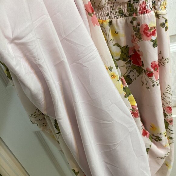 Isabel Maternity Floral Pink Maxi Dress Summer Ruffle Sleeve Lined Size Large - Picture 6 of 10